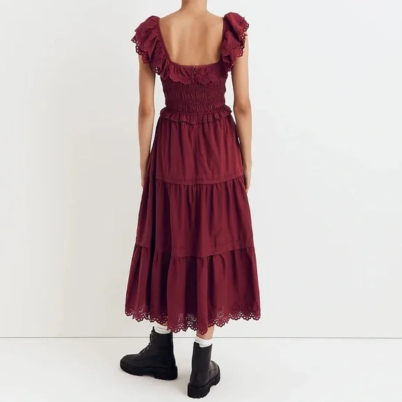 NWOT / Madewell Petite Lucie Embroidered Cotton Midi Dress - Picture 2 of 9